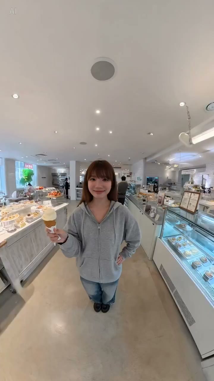 甜品店全景旋转自拍百变造型秀 · 来源示例