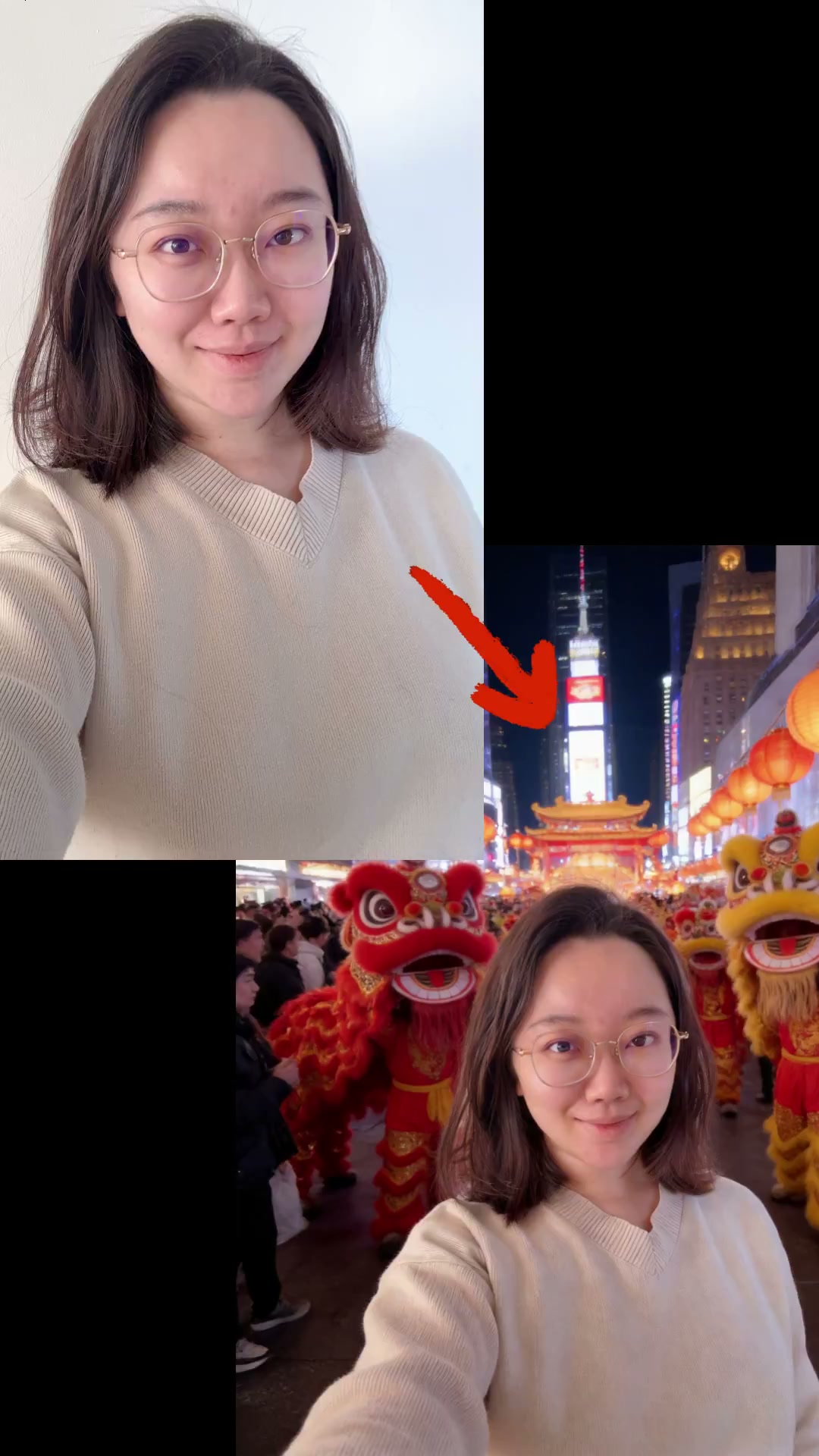 纽约时代广场的春节自拍奇遇 · 来源示例