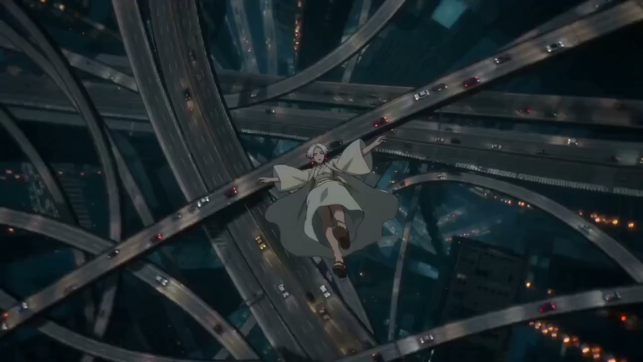 穿梭于霓虹环道的梦幻坠舞 · 来源示例