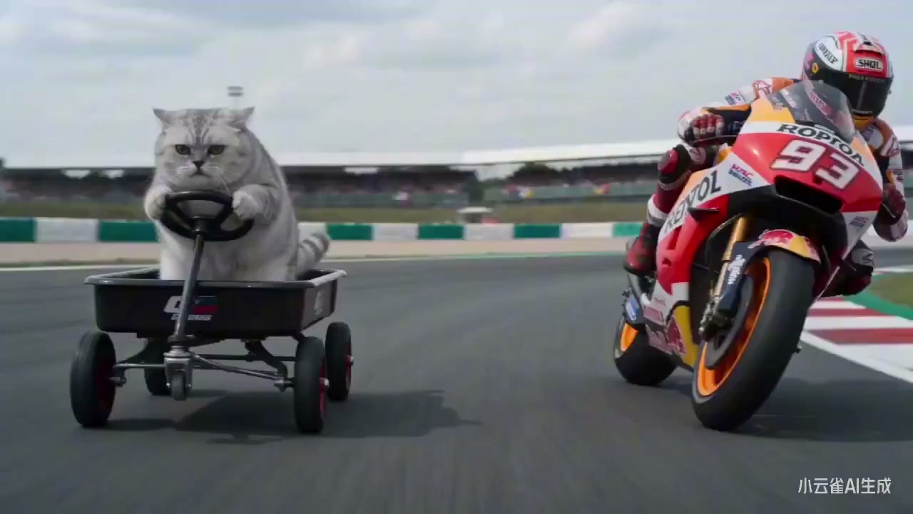 萌猫MotoGP赛道超越本田93号赛车 · 来源示例