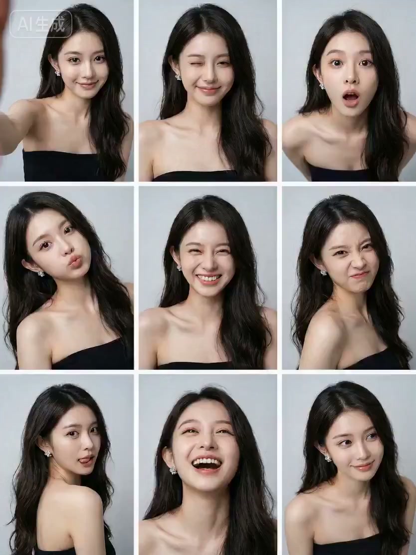 九宫格美少女打破边框的混乱互动 · 来源示例