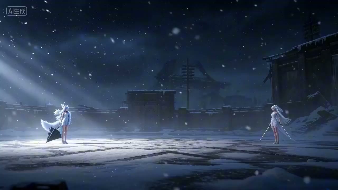 雪夜死斗：双剑与伞影的极致碰撞 · 来源示例