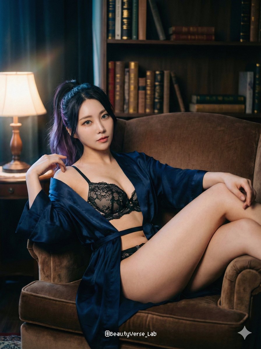 复古书房里的午夜蓝丝绸蕾丝私房 · 来源示例