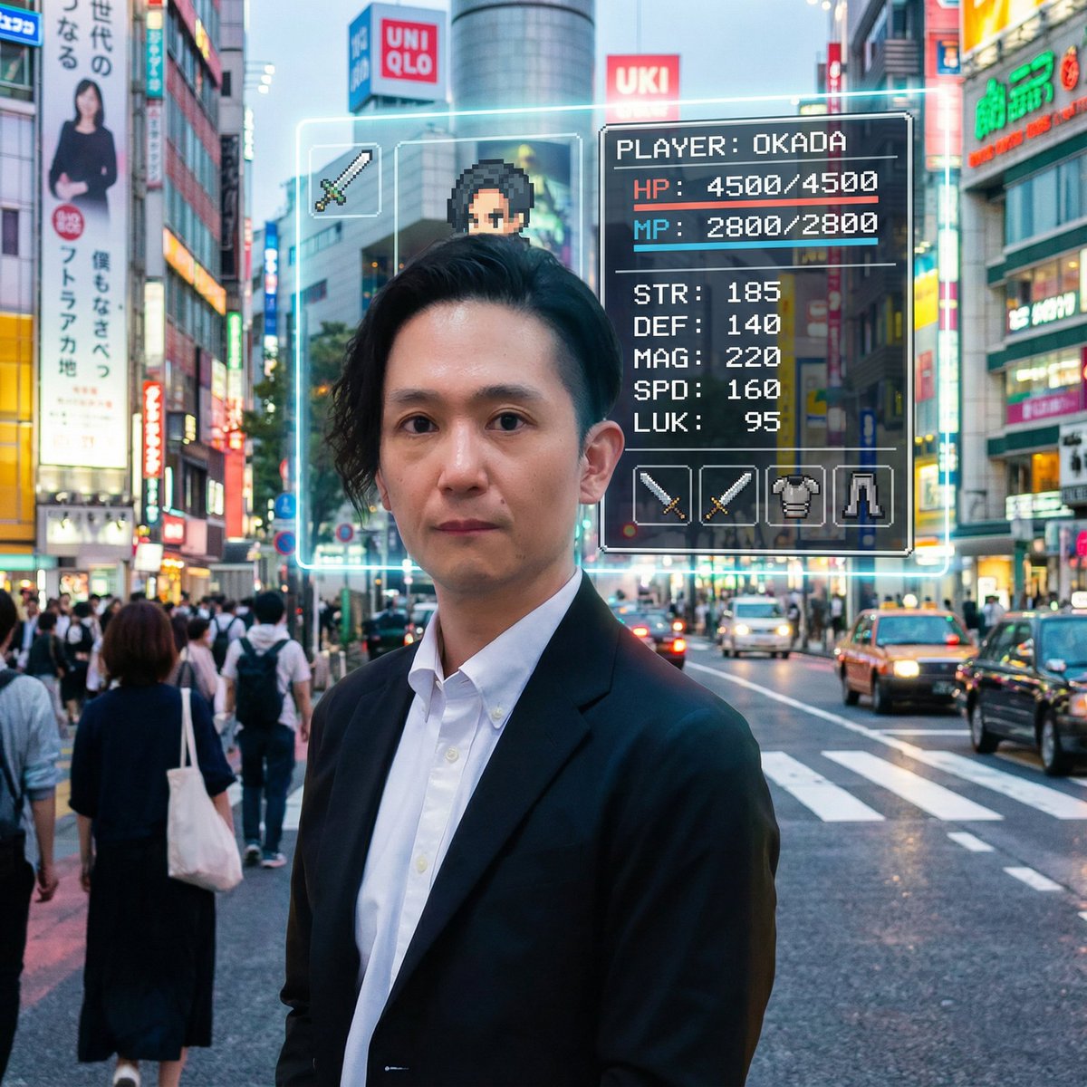 现实世界浮现的超逼真RPG状态面板 · 来源示例