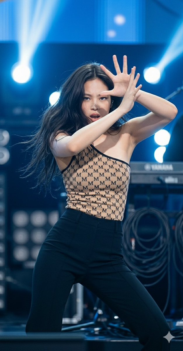 舞台彩排的Jennie：迷人微光与高街风尚 · 来源示例