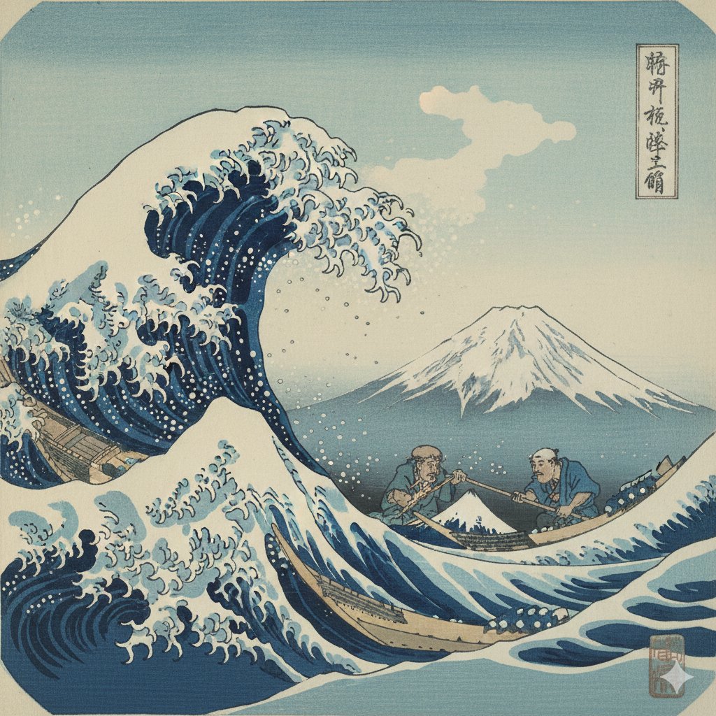 致敬北斋的浮世绘木版画 · 来源示例