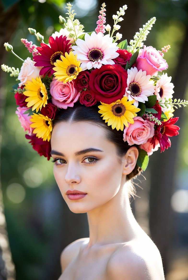 一次性胶片风巨型花环时尚少女 · 来源示例