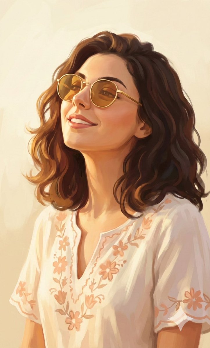 沐浴金阳的复古墨镜少女 · 来源示例