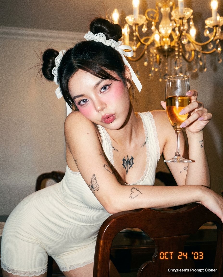 千禧闪光灯下的随性派对辣妹 · 来源示例