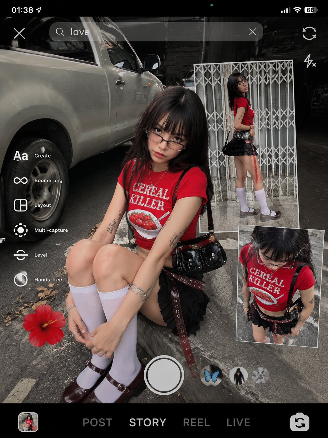 街头拼贴风红色草莓T恤Y2K女孩 · 其他来源示例