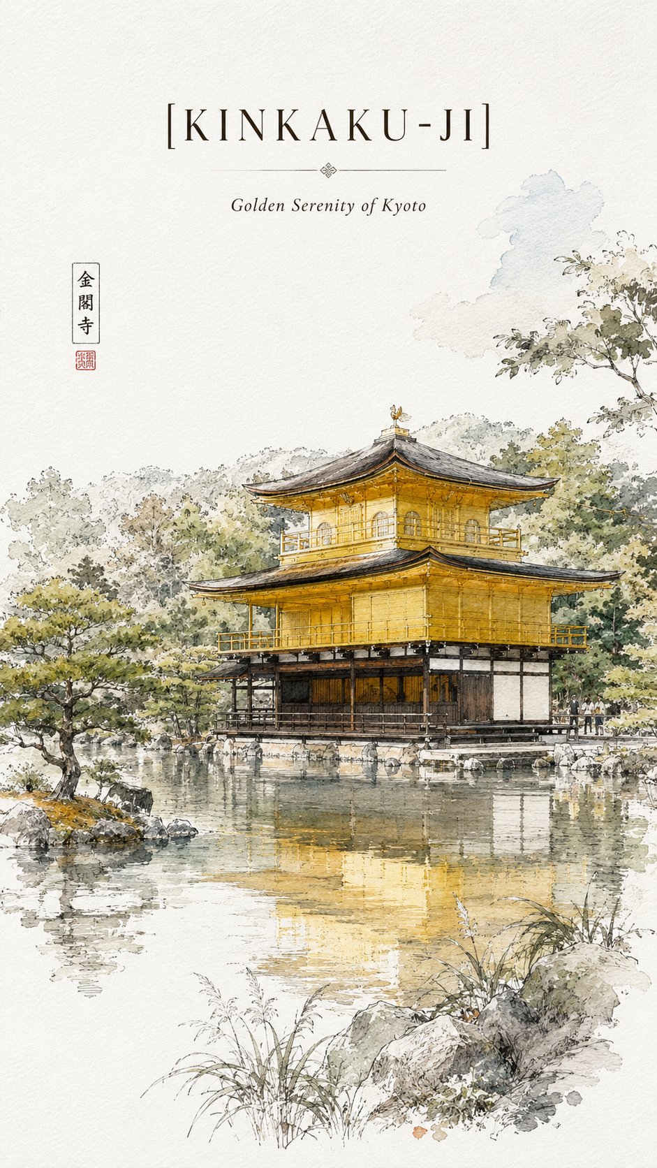 金阁寺极简旅行速写海报 · 其他来源示例