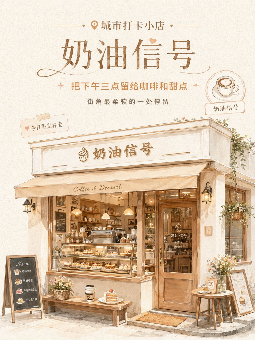 半写实手绘门店打卡海报生成 · 其他来源示例