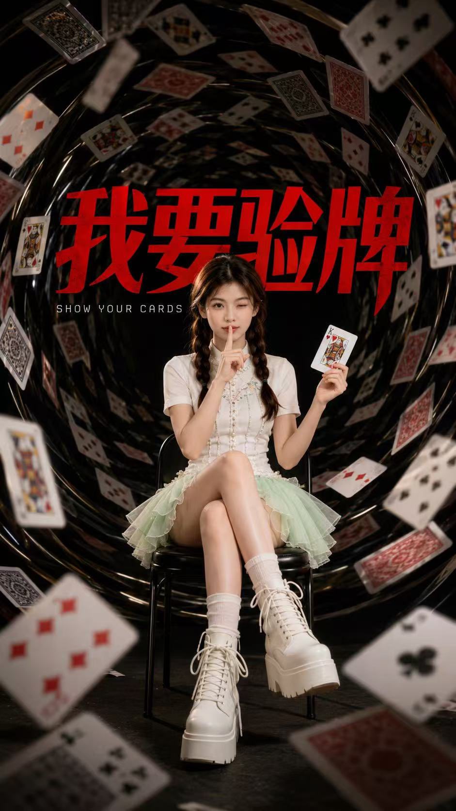 纸牌风暴时尚人像海报提示词 · Additional source example