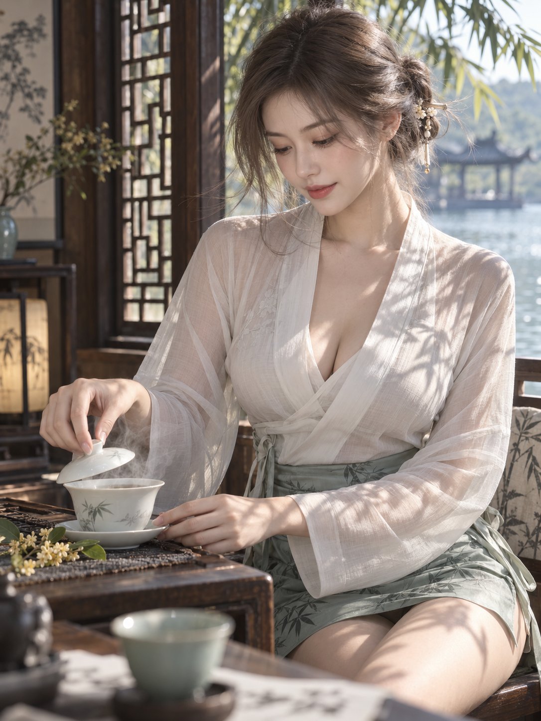 竹影试茶秋日午后中式人像 示例图
