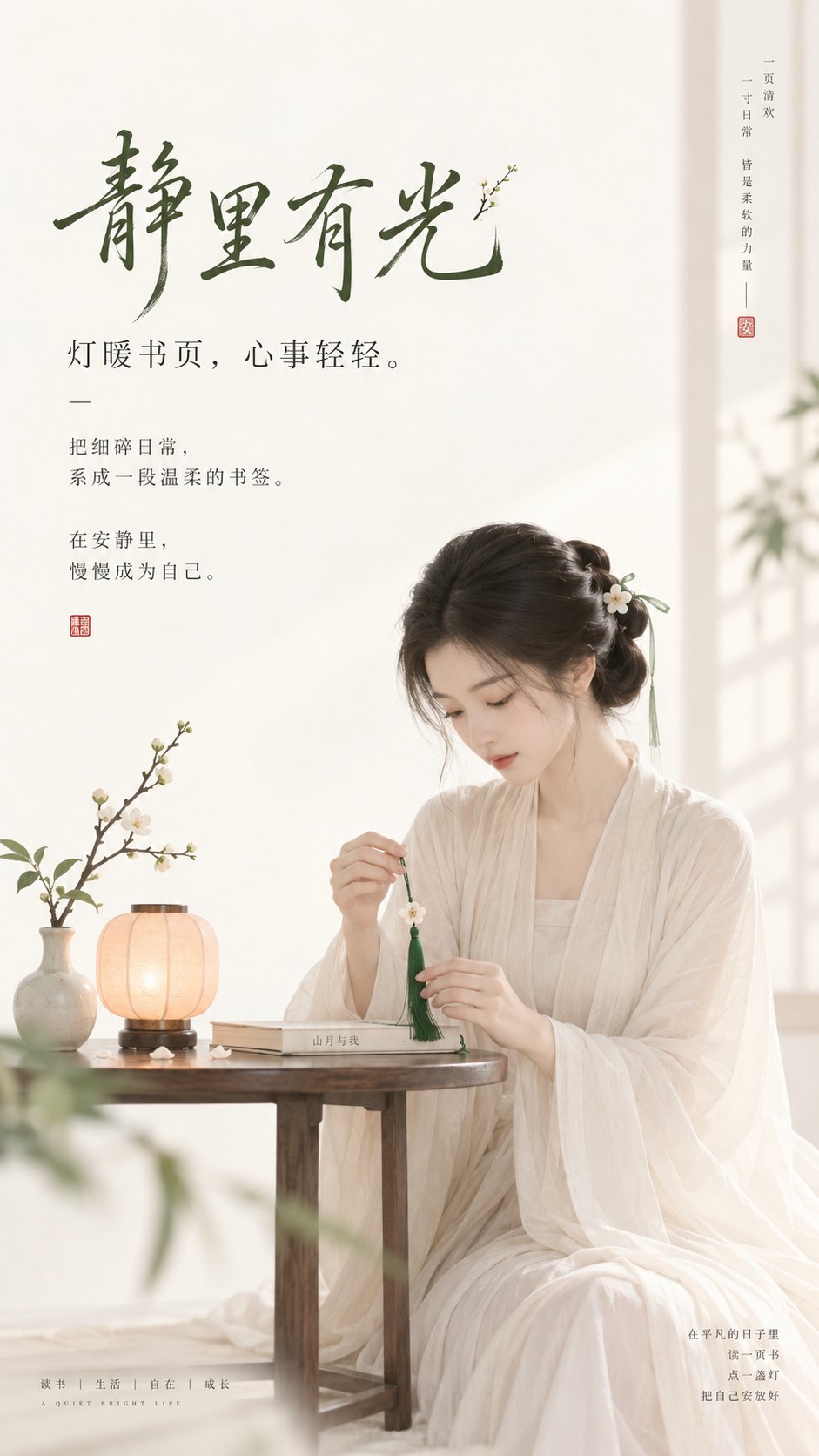 东方禅意极简女性古风海报 示例图