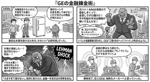 通用电气金融业务四格漫画创意呈现 - AI图片提示词示例
