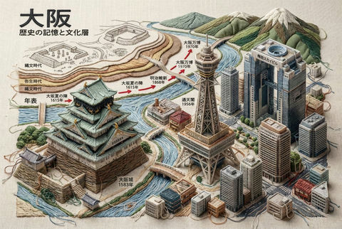 针线交织的超写实立体刺绣城市 - AI图片提示词示例