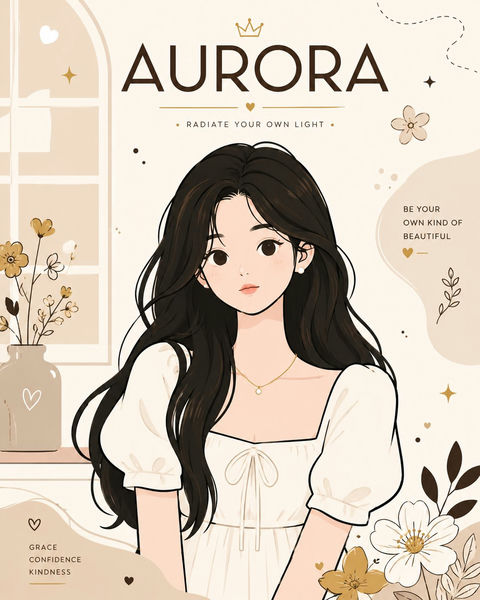 极简矢量风格时尚海报AURORA - AI图片提示词示例