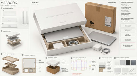 Apple MacBook 高端包装提案板 - AI图片提示词示例