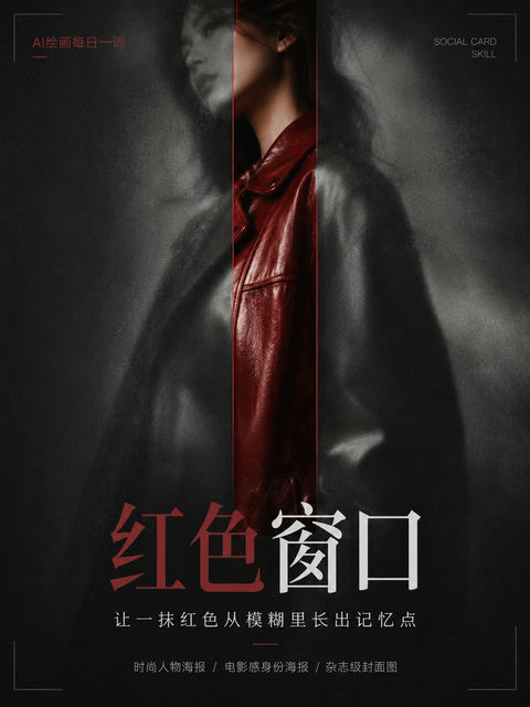 电影感神秘时尚女性身份海报 - AI图片提示词示例