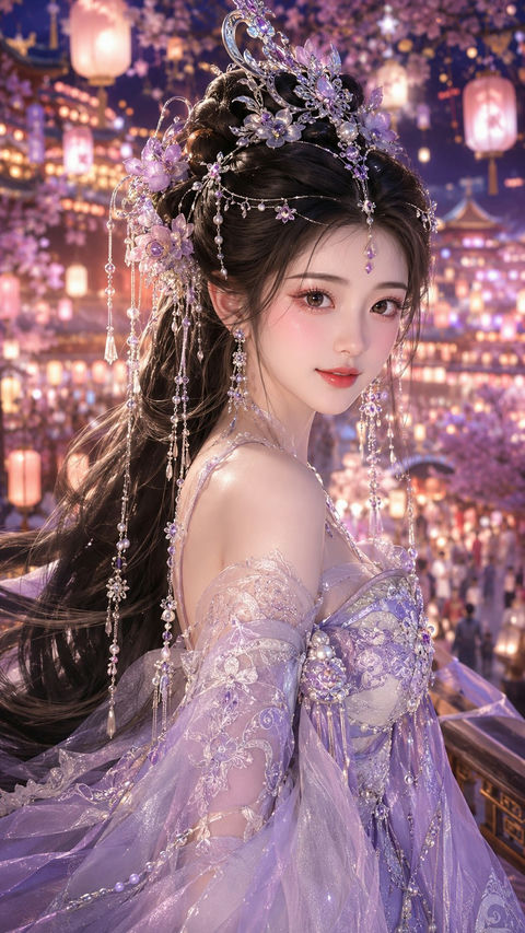 唐风仙侠节庆华美写真女主海报 - AI图片提示词示例