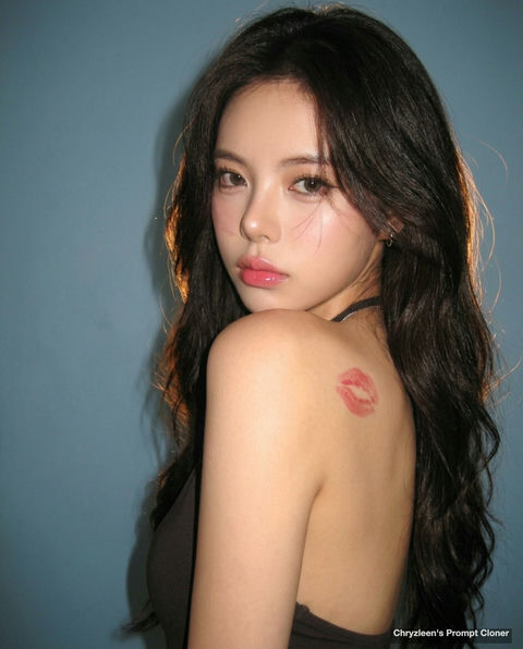 2000年代数码相机风格肩头吻痕少女 - AI图片提示词示例