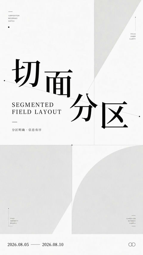 极简黑白灰版式研究构图参考图 - AI图片提示词示例