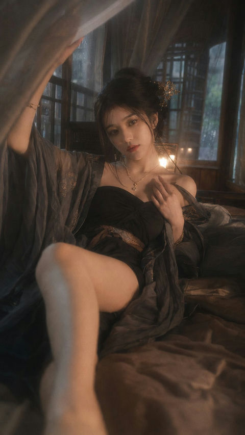 绝美宋代古风雨夜闺阁写真 - AI图片提示词示例