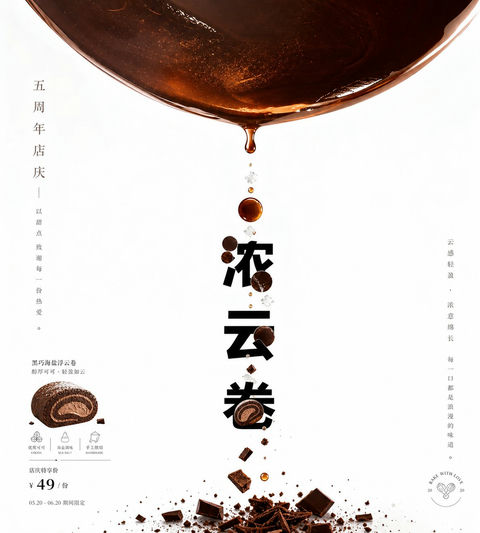 极简留白垂坠液滴广告视觉 - AI图片提示词示例