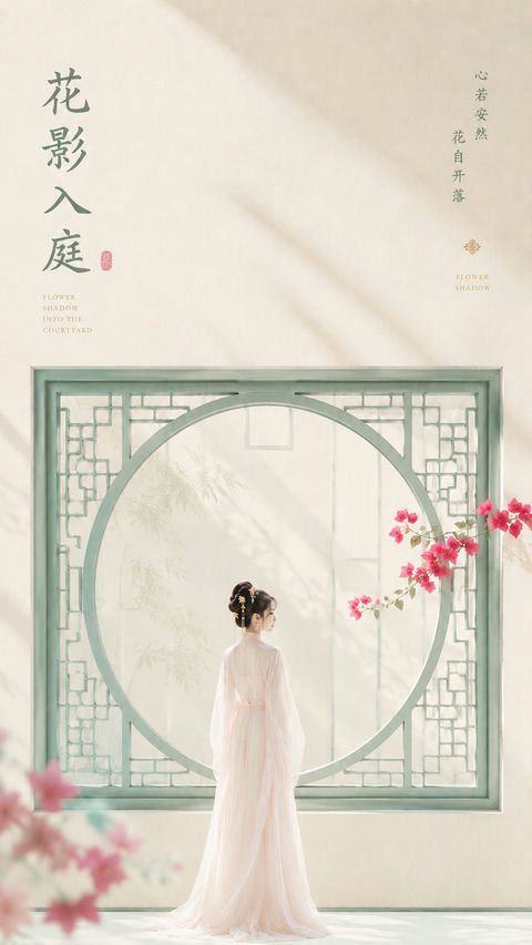 东方禅意极简新中式女性审美海报 - AI图片提示词示例