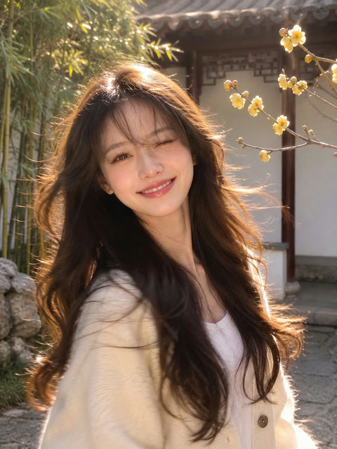 唯美金辉户外少女抓拍人像 - AI图片提示词示例
