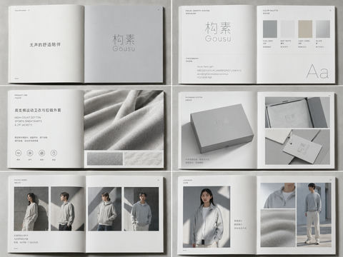 极简冷调建筑感品牌全案视觉画册 - AI图片提示词示例