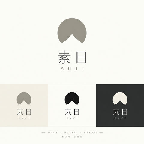 极简日系素日品牌标志设计方案 - AI图片提示词示例