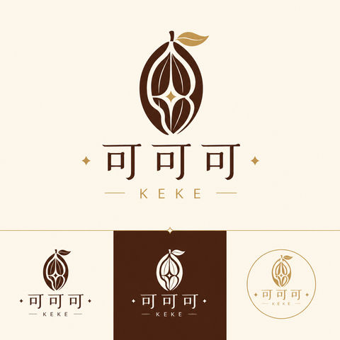 可可可极简有机几何精品品牌Logo设计 - AI图片提示词示例
