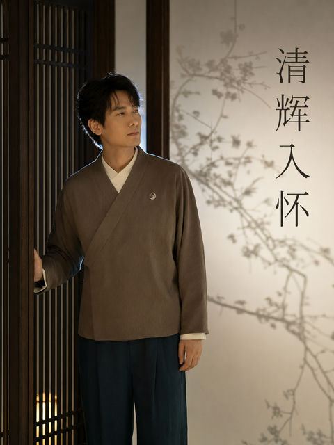 清辉入怀新中式男士中秋写真封面 - AI图片提示词示例