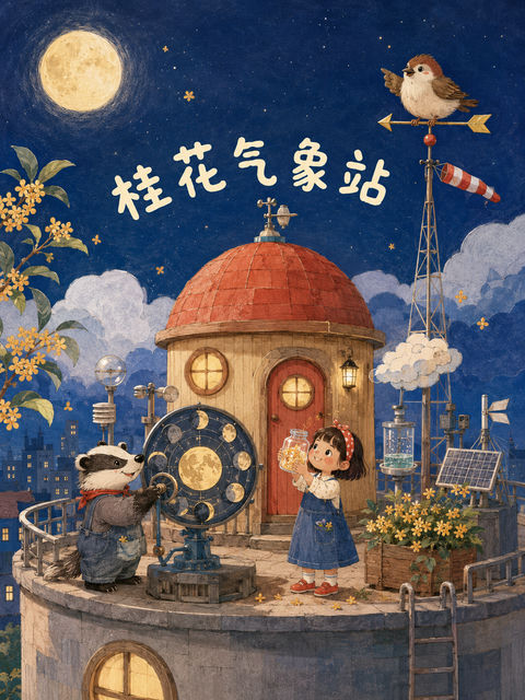 桂花气象站的中秋奇幻童话绘本 - AI图片提示词示例