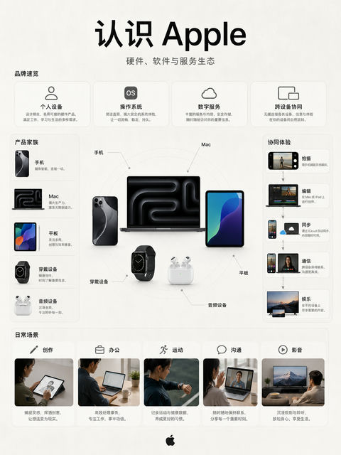 认识Apple：全场景产品生态系统全景图 - AI图片提示词示例