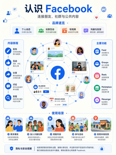 Facebook 品牌百科全书信息图设计 - AI图片提示词示例