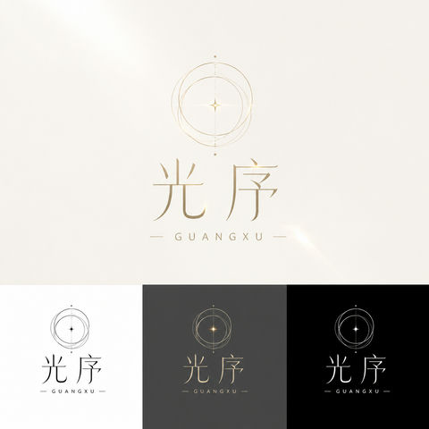 极简光点圆环高端护肤品牌LOGO设计 - AI图片提示词示例