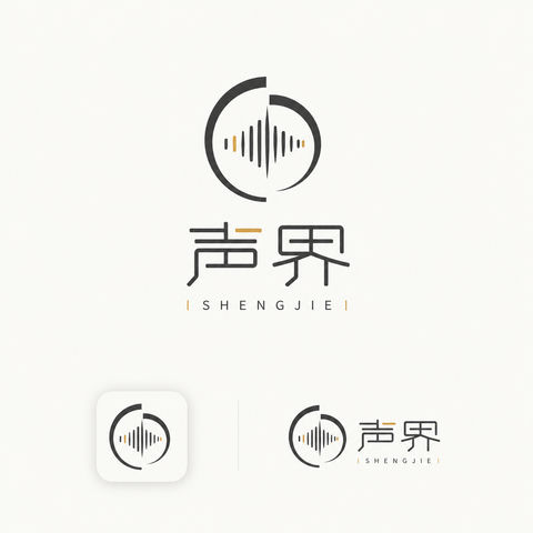 声界极简高端音频品牌科技感Logo设计 - AI图片提示词示例