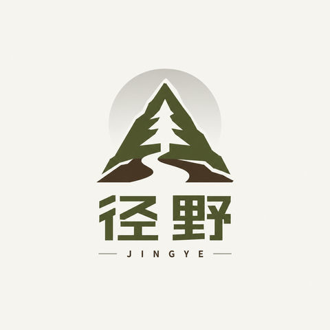 径野户外品牌极简山林负空间矢量标志设计 - AI图片提示词示例