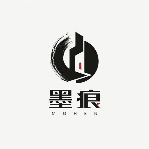 墨痕：极简当代书法与几何负空间品牌Logo - AI图片提示词示例