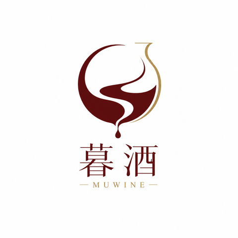 暮酒高端清酒品牌极简几何矢量标志设计 - AI图片提示词示例