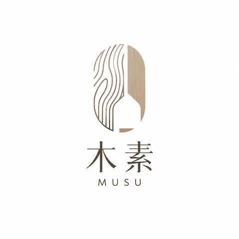 极简木素日式侘寂美学品牌标志设计 - AI图片提示词示例