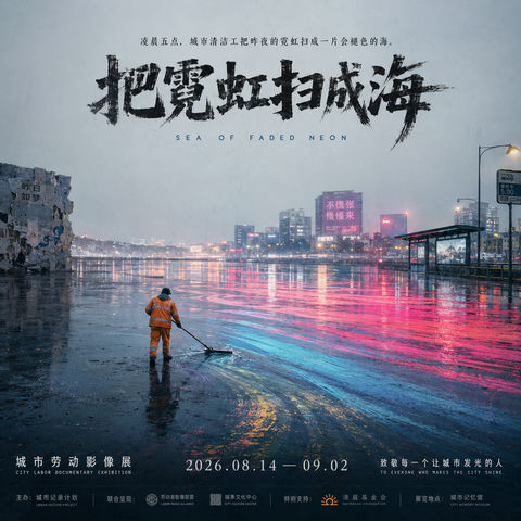 凌晨五点清道夫：将昨夜霓虹扫成褪色之海 - AI图片提示词示例