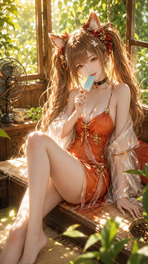 夏日清新东方幻想少女3D写真 - AI图片提示词示例