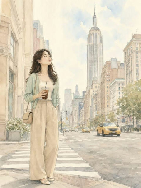 梦幻水彩风格人物插画模版 - AI图片提示词示例