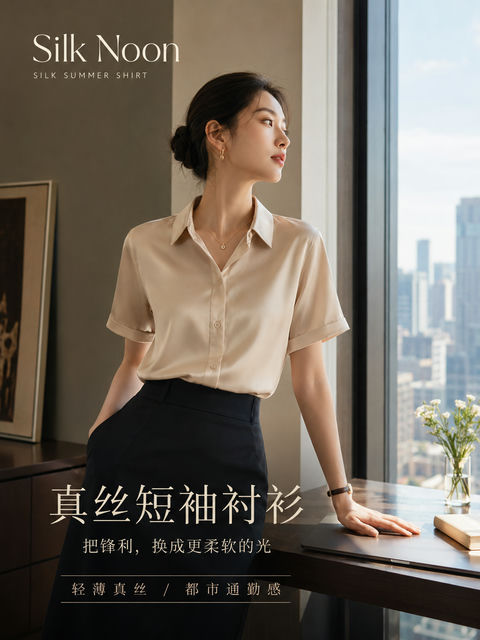 轻奢都市真丝夏装高级时尚海报 - AI图片提示词示例