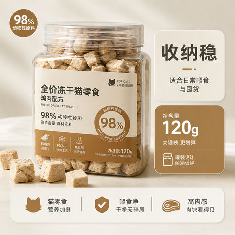 简约高肉罐装猫用冻干囤货搜索主图 - AI图片提示词示例