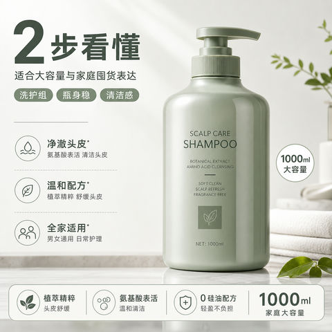 极简大容量家庭装洗发水主图 - AI图片提示词示例